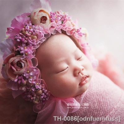 ❃❒ Touca floral em algodão com gertânio gorro rosas para recém-nascidos adereços fotografia