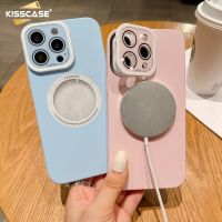 KISSCASE เคสโทรศัพท์กระดุมพลิกเลนส์มาการองแบบแข็งสำหรับ Iphone 12 13 14 Pro Max เคสป้องกันฟิล์มเลนส์13pro โลโก้12ช่องเปลือกแม่เหล็ก