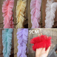 1 YARD 9 ซม.กว้างหนา Ruffle 3D จีบตาข่ายผ้าลูกไม้ Ruffle Trim DIY คอ,กระโปรงฟอง,ชุด,Cuffs เย็บวัสดุ-Linqiaoe