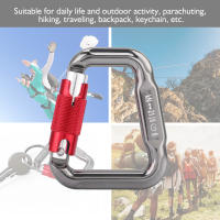 หัวเข็มขัดปีนเขาอลูมิเนียมแมกนีเซียมอัลลอยด์ D แหวน Screwgate Lock Carabiner Spring Link Key Chain