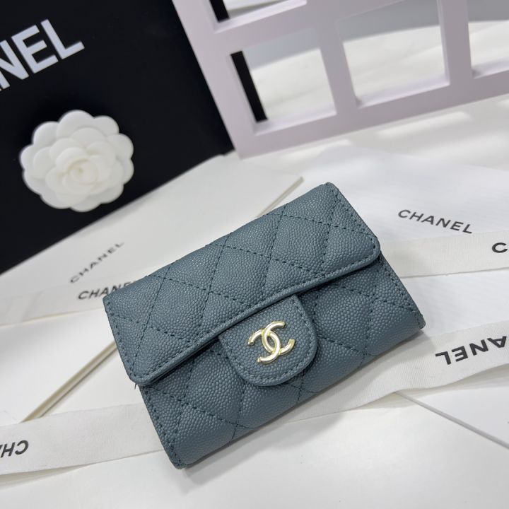 CHANEL CCFiligree Trifold Wallet Light Blue AP0375 Caviar Leather GALLERY  RARE Global Online Store