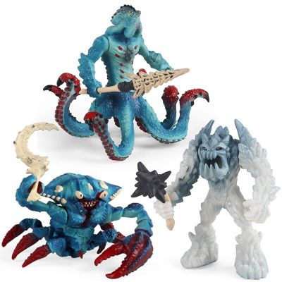 Marine Green Crab Monster Octopus Mythology Animal Action Figures Western Warcraft Warrior With Weapons Miniature Toys Kids Gift