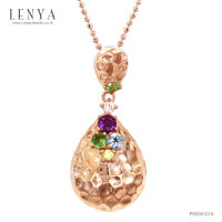 Lenya Jewelry  จี้เงินแท้ 925 ลาย Hammer ประดับด้วยอัญมณีหลายชนิด