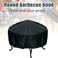 Fire Pit Cover Round Brazier Stove Cover Waterproof Windproof Sun Protection For Outdoors Round Polyester BBQ Cooking Anti Dust Cooktop Parts  Accesso