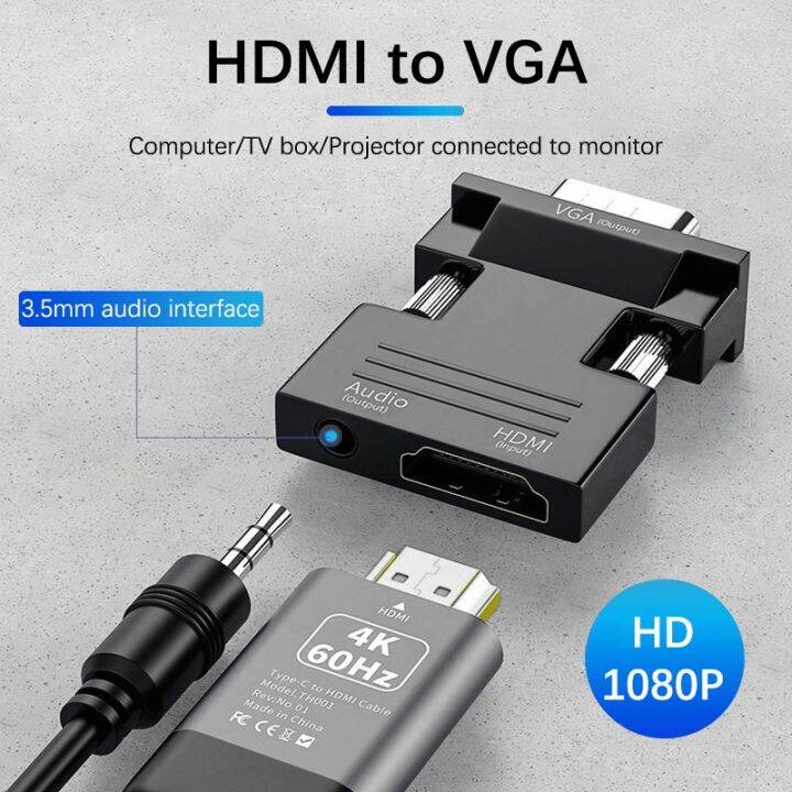 1080P HDMI To VGA Adapter Converter VGA Converter With 3.5mm Audio