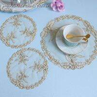 【CW】 Luxury Round flower mesh Beads Table Embroidery Placemat tea dining dish wedding Coaster kitchen