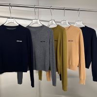 【High Quality】23 New Wool Solid Letter Embroidery Knitwear Round Neck Pullover Long Sleeve Underlay Top