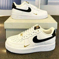 Aforce1 Air Force One Low Top Shoes Quan Zhilong INS รองเท้าสีขาวลำลองรองเท้ากีฬาไฮสตรีทสีขาวสีดำทองตะขอ