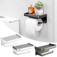 【hot】 Aluminum Toilet Paper Holder with Shelf Rustproof Wall Mounted Tissue Roll for Accessories Storage