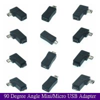 Left Right Angled 90 Degree Micro USB Male Female to Mini USB Female Adapter Connector Converter Adaptor for Mobile Phones MP3