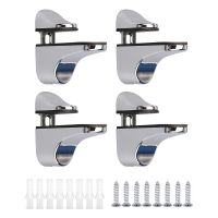 【CW】 4pcs Glass Shelf Bracket Adjustable Zinc Alloy F Support Wall Mount Clamp for