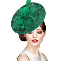 บิ๊กดาร์บี้ fascinators สำหรับผู้หญิงหมวกแต่งงานที่สง่างาม fascinator แต่งงาน sinamay หมวกฐาน millinery คริสตจักรหมวกสุภาพสตรี