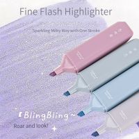 【LZ】№  Glitter Highlighter Pen Set Fine Flash Marcadores Pintura Maker Scrapbook Diário Jornal Papelaria bonito Art Supplies 4 cores Conjunto