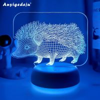 ✽✣ Animal 3D illusion Lamp Hedgehog Decoration Light Kids Bedroom Night Lights Hedgehog Model Table Lamp Perfect Gift Dropshipping