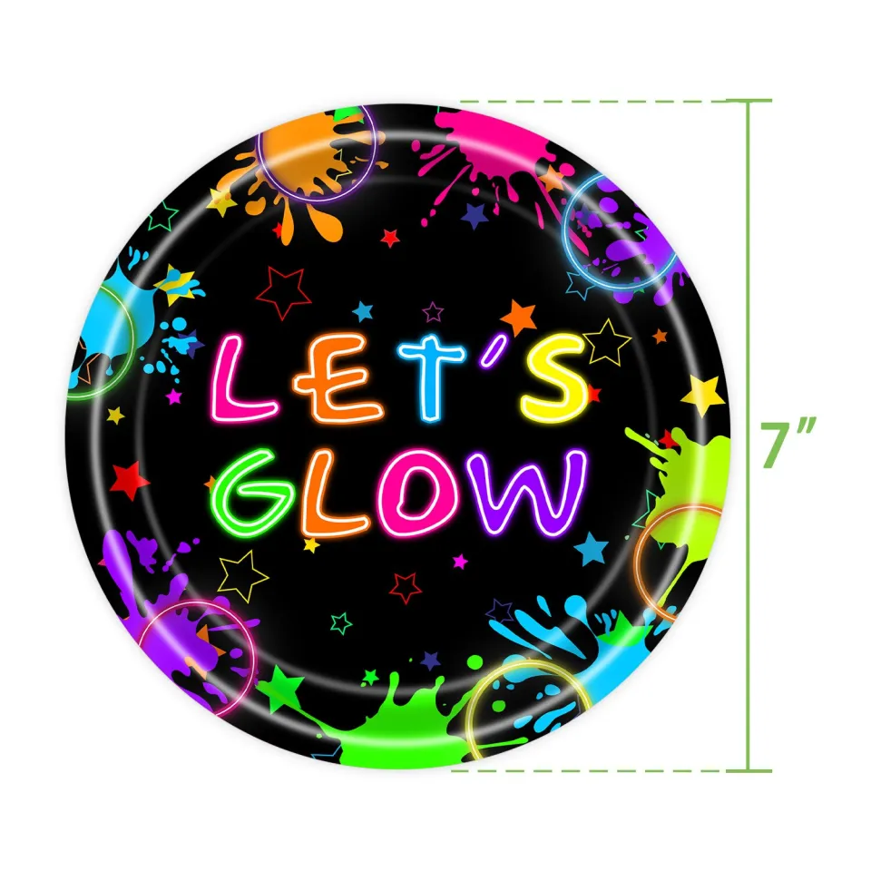 Let's Glow In The Dark Party Tableware Tablecloths Cups Plates