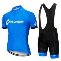 CUBE Mens Blue Short Sleeves Cycling Jerseys Set Summer Road Mountain Bicycle Clothing Cycling Clothing