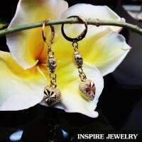 INSPIRE JEWELRY  ต่างหูห่วงทองต่อลาย ห้อยหัวใจทองตอกลายตุ้งติ้ง ยาว 4cm งานปราณีตแบบร้านทอง สวยงาม น่ารัก ใส่ถอดง่าย ใส่ได้กับเสื้อผ้าชุดแบบ ของขวัญวันเกิด วันแม่ ปีใหม่ วาเลนไทน์