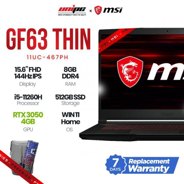 GF63 Thin 11UC-1467PH 15.6" FHD, 144Hz IPS-Level| i5-11260H| RTX3050 ...