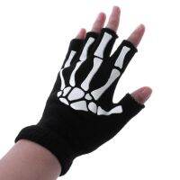 Autumn/Winter Skull amp; Claw Knitted Half Finger Gloves Couple 39;s Open Finger Ghost Claw Luminous Cycling Gloves