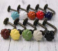 【cw】 Colorful Pumpkin Decorative Hooks Vintage Wall Coat Hangers Rustic Hook Ceramic Curtain Tie Backs ！