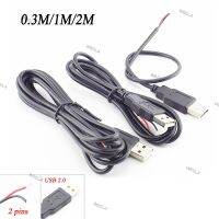 5V USB 2.0 2 Pin 2 Wire DIY USB Male Jack Connector Cable Power Charge Extension Cord 0.3m/1m/2m Adapter 6TH