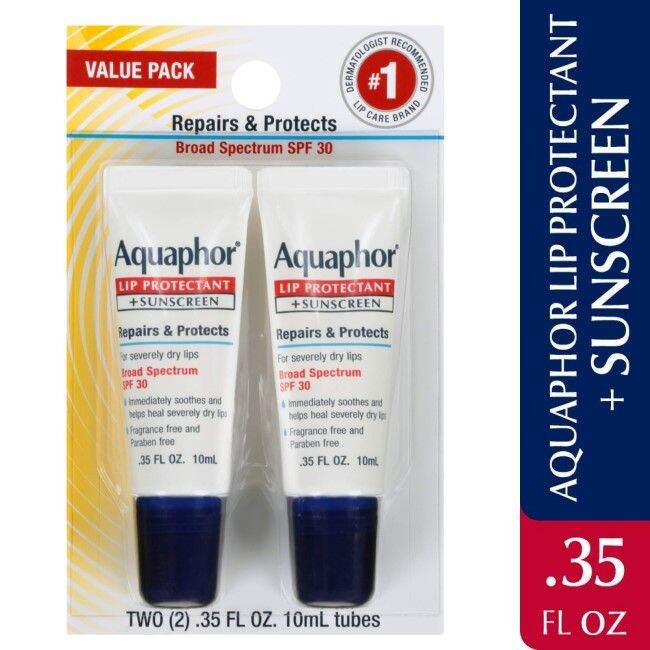 Aquaphor Lip Protectant and Sunscreen Ointment, SPF 30, Relieves