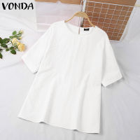 เสื้อผู้หญิง MASHYCHIC VONDA อารมณ์สีทึบคอกลมเสื้อเบลาส์แขนพอง #2 (ลำลองเกาหลี)