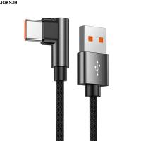 JQKSJH สายข้อมูลชาร์จเร็ว90องศา4.0 PD 66W USB สาย A ถึง USB Type C ชาร์จเร็วมุมขวา