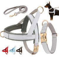 Personalized Dog Collar Harness Leash Set Custom Dog Collars No Pull Pet Vest For Small Medium Large Dogs Pets Walking Lead Rope Leashes