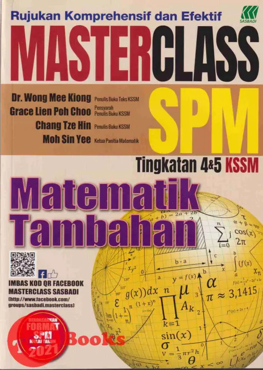 Topbooks Sasbadi Masterclass Spm Matematik Tambahan Form 4 5 Kssm 2021 Lazada