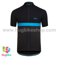 เสื้อจักรยานแขนสั้นทีม Rapha 16 (03) สีดำหน้าอกแถบน้ำเงิน