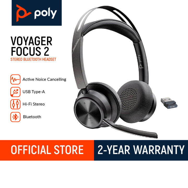 Poly Voyager Focus UC USB-A Headset Bluetooth Dual-Ear (Stereo) Headset with Boom Mic PC/Mac Compatible Active Noise Canceling Works with Teams, Zoom (Certified) More Lazada PH Plantronics Voyager Focus UC USB-A