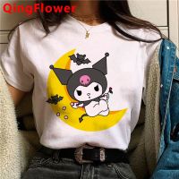 Sanrio Kuromi เสื้อยืดผู้หญิง G Runge T Umblr ญี่ปุ่นสตรีเสื้อยืดสบายๆเสื้อยืด Kawaii เสื้อยืดสีขาว