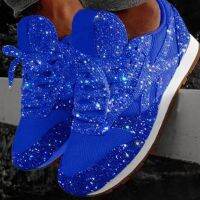 ✆ Rimocy Plus Size Woman Sneakers Shining Glitter Autumn Shoes Woman Platform Trainers Ladies silver Shoes Tenis Feminino Red Blue