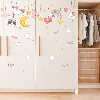 Wall Stickers ins Girl Room Layout Bedroom Closet Door Cabinet Refurbishment Decor Stickers and Posters Small Pattern Self-Adhesive