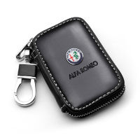 กระเป๋าพวงกุญแจมีซิปเคสกุญแจรถยนต์หนังพวงกุญแจทั่วไปสำหรับ Alfa Romeo 155 159 MITO Giulia GT Brera Spider Giuletta 147 156