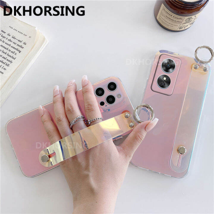 dkhorsing-oppo-เคสโทรศัพท์-a78-5g-ins-เคสนิ่มสีม่วงไล่ระดับสี-oppo-a78ซิลิโคนกันกระแทกพร้อมสายรัดข้อมือ