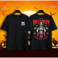 เสื้อยืดผ้าฝ้ายเสื้อยืดผ้าฝ้าย เสื้อยืดคริสต์มาส2022 New Halloween Tshirt cotton summer fun horror spooky festival skeleton nightmare b