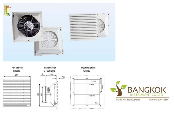 พัดลมระบายความร้อนในตู้คอนโทรล  Fan with Filter 320.230 Size : 320x320mm.