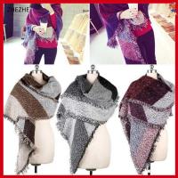 ZHEZHE Spring Winter Warm Pashmina Cashmere Womens Scarf Knitted Scarves Plaid Shawl