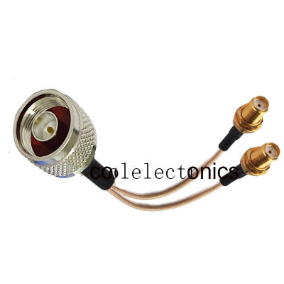 N Plug Male to 2 SMA Female Jack Connector RF RG316 Pigtail Y Splitter Extension Cable 10/15/20/30/50cm /1m