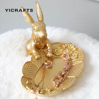 Yicrafts ถาดเครื่องประดับรูปกระต่ายความจุขนาดใหญ่, ถาดโชว์เครื่องประดับต่างหู, ถาดเครื่องประดับสร้อยคอแหวน, ชั้นเก็บเครื่องประดับแฟชั่น, สีทองสวยงาม, เหมาะมากสำหรับเป็นของขวัญผู้หญิงและแฟน