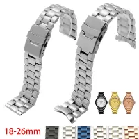 Curved End Metal Stainless Steel Strap for Rolex Luxury Men Bracelet Watch Band Accessories for Seiko SKX007 18 20 22 24 26mm Straps