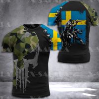 SWEDEN Veteran ARMY Soldier Country Flag 3D Printed High Quality Milk Fiber T-shirt 2023 Summer Round Neck Men Female Casual Top-4