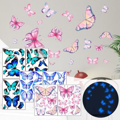 ✱✇☌ Luminous Butterfly Wall Stickers Diy Bedroom Living Room Home Decoration Colorful Butterfly Luminous Wall Stickers New L5