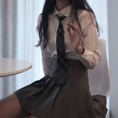 Girl Suit Korea Chic Retro College Style Tie Shirt Blazer + Pleated Skirt Women Suits