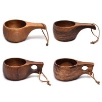 210Ml Acacia-Wood Milk Cup ถ้วยอาหารเช้า Turtle-Shell Finnish Cup Water Cup Portable Outdoor Water Cup With Handle