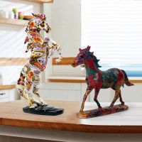 Colorful Graffiti Water Transfer Horse Printing Success Resin Furniture Living Room Porch Wine Cabinet Decoration