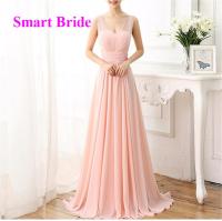 V Neck Chiffon Bridesmaid Dresses Long Corset Back A Line Beach Wedding Party Gowns 2020 Prom Gowns VS15