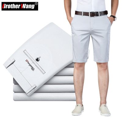 6 Color Casual Shorts Men 2023 Summer New Straight Elastic Business Fashion Thin Short Pants Male Brand Khaki Beige Black Navy